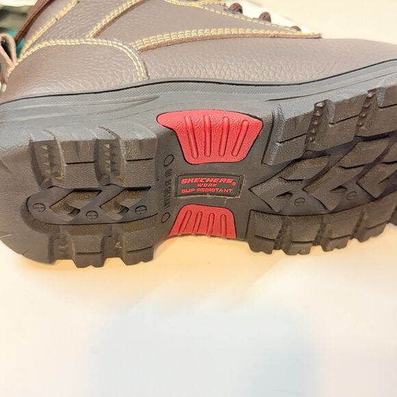 Skecher's Men's Steel Toe EH Work Boots Brown Leather Size 8 Safety - Picture 8 of 16